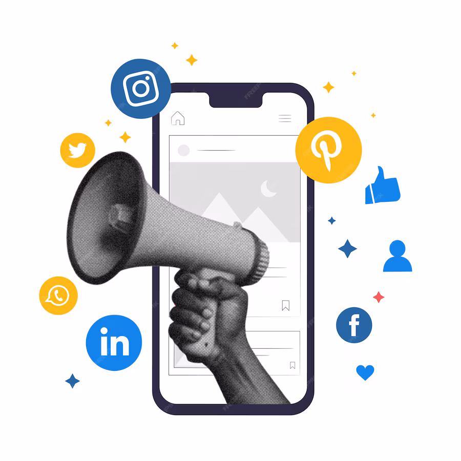 social-media-marketing-mobile-phone-concept-influencer-with-trendy-effet-hand-halftoon-hand_772334-221 social media marketing agency Manchester