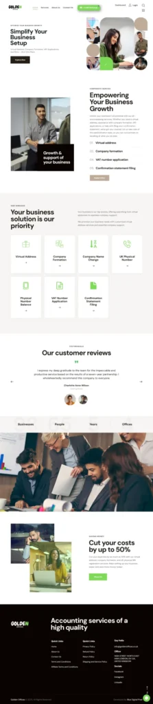 Golden Office Home Page Shopify web development company in lahore casestudy