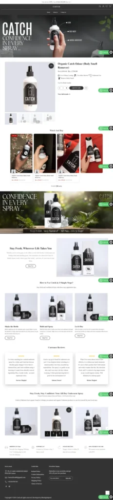 Catch Confidence in every spray Full Home Page design - Best shopify development company in lahore